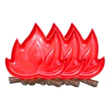Kit 3 Bandeja Fogueira Com Base Marrom Decora Festa Junina Cor Vermelho Foto  mini 1