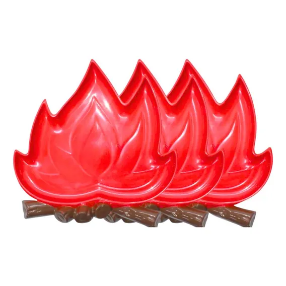 Kit 3 Bandeja Fogueira Com Base Marrom Decora Festa Junina Cor Vermelho Foto 1