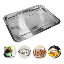 Kit 3 Bandejas Aço Inox Retangular Rasa Multi Uso 40 X 30 Cm Foto mini 2