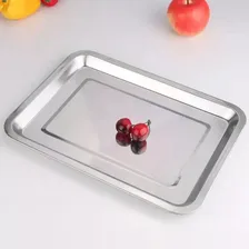 Kit 3 Bandejas Aço Inox Retangular Rasa Multi Uso 40 X 30 Cm Foto mini 3