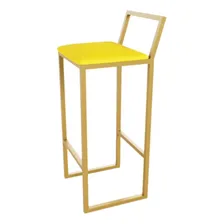 Kit 3 Banqueta Alta Balcão Dourada Com Estofado Industrial Cor Amarelo Foto mini 4