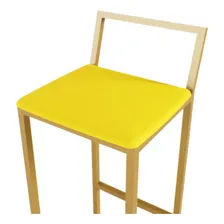 Kit 3 Banqueta Alta Balcão Dourada Com Estofado Industrial Cor Amarelo Foto mini  2