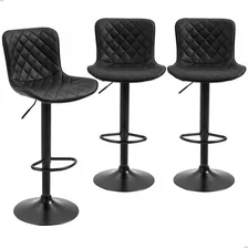 Kit 3 Banqueta Banco Girat贸ria Alta Estofada Bancada Bar Cor Preto Foto mini 1