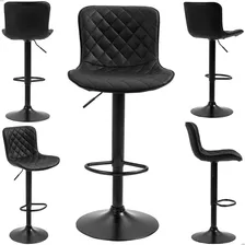 Kit 3 Banqueta Banco Girat贸ria Alta Estofada Bancada Bar Cor Preto Foto mini 3