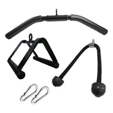 Kit 3 Barras Puxadores Triceps Pulley Curvo Corda Triângulo Foto mini 1