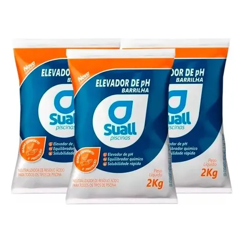 Kit 3 Barrilha Leve Elevador De Ph Mais Suall Para Piscinas Foto 1