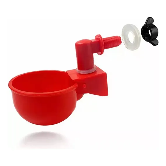 Kit 3 Bebedouro Aves, Frangos, Galinhas Com Porca Para Balde Cor Vermelho Foto 1