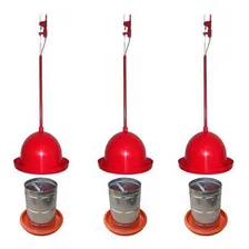 Kit 3 Bebedouros Pendulares + 3 Comedouros Galvanizado 5kg Foto mini 1
