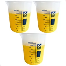 Kit 3 Béquer Becker Plástico 2000ml Forma Baixa Graduado Foto mini 2