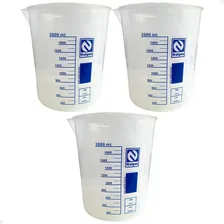 Kit 3 Béquer Becker Plástico 2000ml Forma Baixa Graduado Foto mini 1