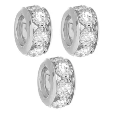 Kit 3 Berloques Separadores Strass Cristal Banhado Prata 925 Foto mini 1