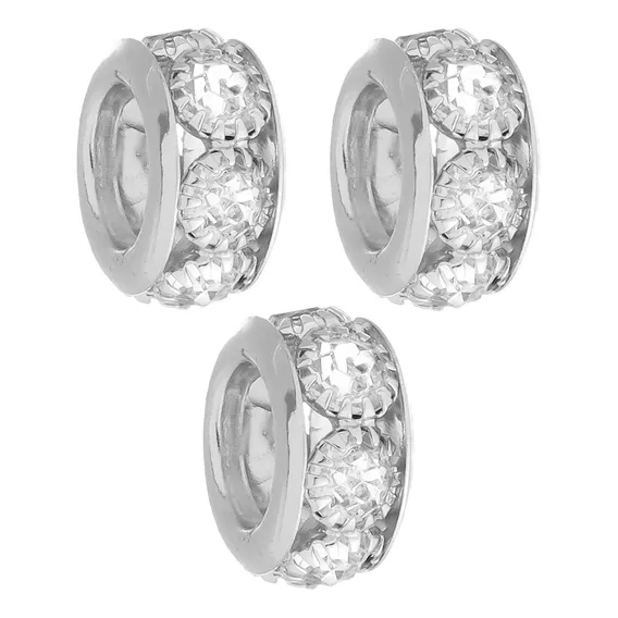 Kit 3 Berloques Separadores Strass Cristal Banhado Prata 925 Foto 1