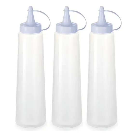 Kit 3 Bisnagas Plásticas Grandes 400ml Para Molhos Maionese Foto 1
