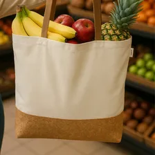 Kit 3 Bolsas Ecobag Algodão C/ Detalhe Em Cortiça 46x38cm Foto mini 3