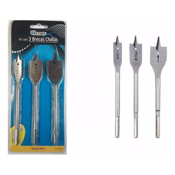 Kit 3 Broca Para Furadeira Chata Longa Madeira Foto 1