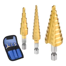 Kit 3 Brocas Escalonadas Cônicas Hss Com Estojo Rocha Distribuições Foto  mini 1