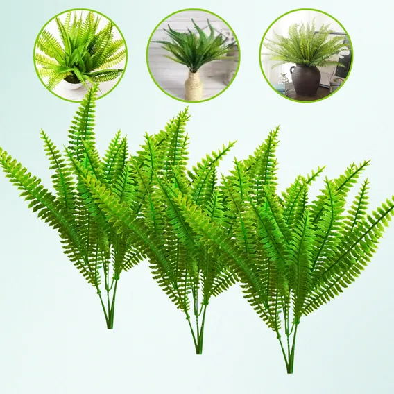 Kit 3 Buquê Samambaia Artificial Folhagem Decoração Realista Foto 1