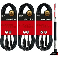 Kit 3 Cabo De Microfone P10 Mono Para Xlr Fêmea 5m Metros Foto mini 1