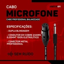 Kit 3 Cabo De Microfone P10 Mono Para Xlr Fêmea 5m Metros Foto mini 2