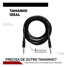 Kit 3 Cabo P10 P10 Mono Para Violão Guitarra Baixo 3m Metros Foto mini 4