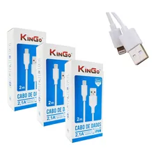 Kit 3 Cabos Usb Kingo P/ iPhone 11 Pro Max 2mt Resistente Cor Branco Foto  mini 1