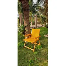 Kit 3 Cadeira Madeira Dobrável Área Jardim Varanda Amarelo Foto mini 3