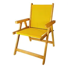 Kit 3 Cadeira Madeira Dobrável Área Jardim Varanda Amarelo Foto mini 4