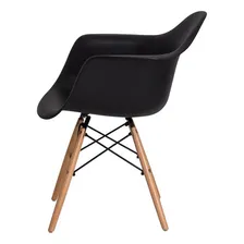 Kit 3 Cadeiras Eiffel Eames Daw C/braço Preta Base Madeira Foto mini 4