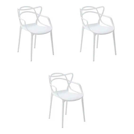 Kit 3 Cadeiras Jantar Allegra Branco Polipropileno Foto 1