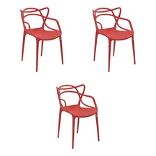 Kit 3 Cadeiras Jantar Allegra Vermelho Polipropileno Foto  mini 1