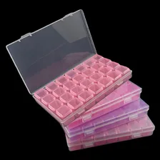 Kit 3 Caixa Organizador 28 Divisórias Pedrarias Unhas Strass Cor Rosa Foto mini  2