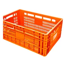 Kit 3 Caixa Plástica Para Alimentos Vazada Empilhável A-23 Cor Laranja Foto mini 4