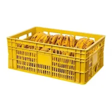 Kit 3 Caixa Plástica Para Alimentos Vazada Empilhável A-23 Cor Laranja Foto mini 3