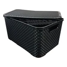 Kit 3 Caixas Organizadora Rattan Cesto Com Tampa 15 Litros Foto mini 1