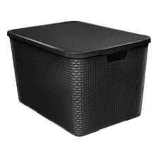 Kit 3 Caixas Organizadora Rattan Cesto Com Tampa 15 Litros Foto mini 2