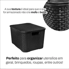 Kit 3 Caixas Organizadora Rattan Cesto Com Tampa 15 Litros Foto mini 4