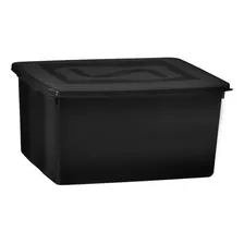 Kit 3 Caixas Organizadoras 31l Preta Tampa Fechada Anti Mofo Resistente Multiuso Grande Foto mini 1