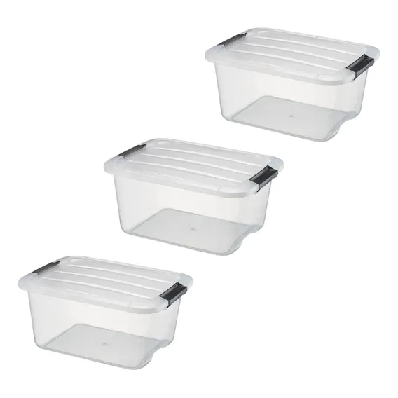 Kit 3 Caixas Organizadoras Monte Líbano 15 L Transparente Foto 1