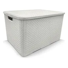 Kit 3 Caixas Organizadoras Rattan 20 Litros Com Tampa Branca Foto mini 2