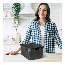 Kit 3 Caixas Organizadoras Rattan Com Tampa 7l + 15l + 20l Foto mini 4