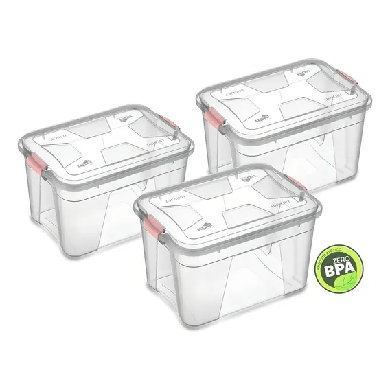 Kit 3 Caixas Organizadoras Transparente 30 Litros Pp Uninjet Liso Foto 1