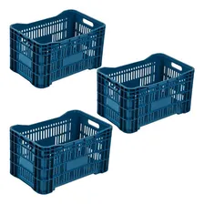 Kit 3 Caixas PlĂĄsticas HortifrĂști AgrĂcola Cor Azul Foto mini 1