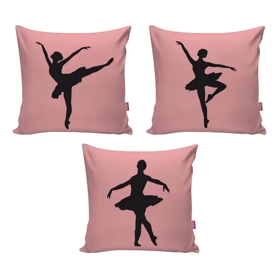 Kit 3 Capa Almofada Decoração Quarto Menina Bailarina Rosa Foto 1
