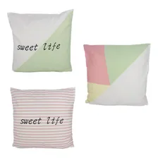 Kit 3 Capas Almofada Sweet Life Verde Rosa 43x43cm Foto  mini 1