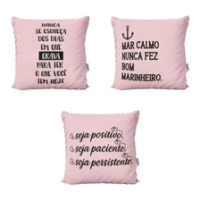 Kit 3 Capas De Almofadas Com Frases Rosa Tamanho 40x40 Personalizados Foto mini 1