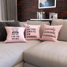 Kit 3 Capas De Almofadas Com Frases Rosa Tamanho 40x40 Personalizados Foto mini 3