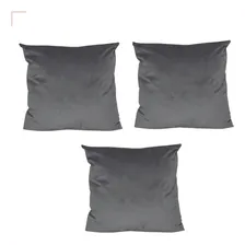 Kit 3 Capas De Almofadas Veludo Luxo 45x45 Varias Cores Cor Cinza Chumbo Foto  mini 1