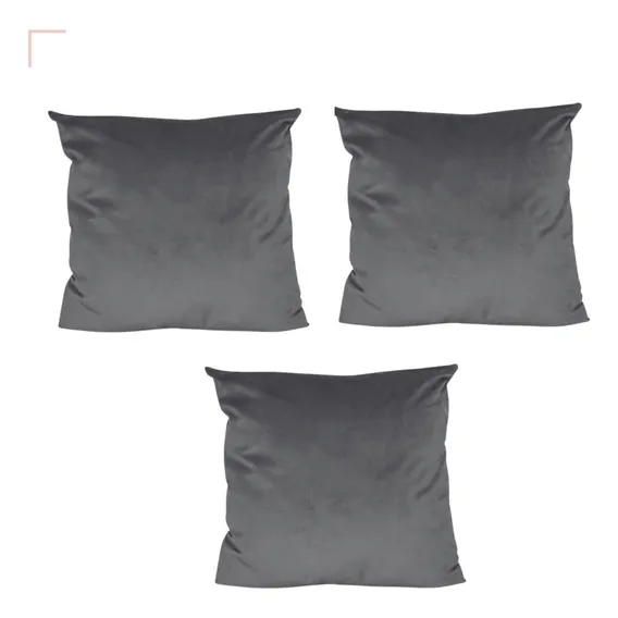 Kit 3 Capas De Almofadas Veludo Luxo 45x45 Varias Cores Cor Cinza Chumbo Foto 1