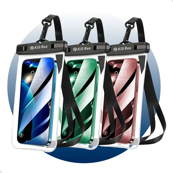 Kit 3 Capinhas À Prova Dágua Para Celular Smartphone Impermeável Universal Case Bag Capa Bolsa Aquática Selada - Marca Kill Rex Foto 1