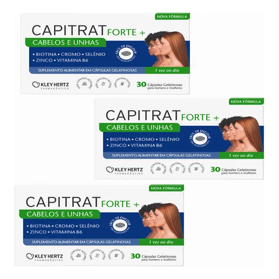 Kit 3 Capitrat Nutrição Capilar Avançada 30 Capsulas Vitamina para Cabelos e Unhas Foto 1